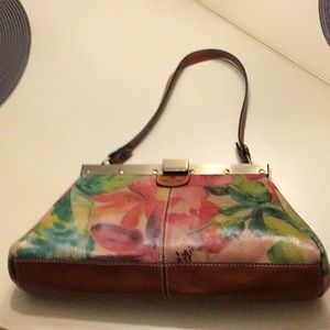 Handbag, Patricia Nash, genuine leather, floral pattern, used once, like new